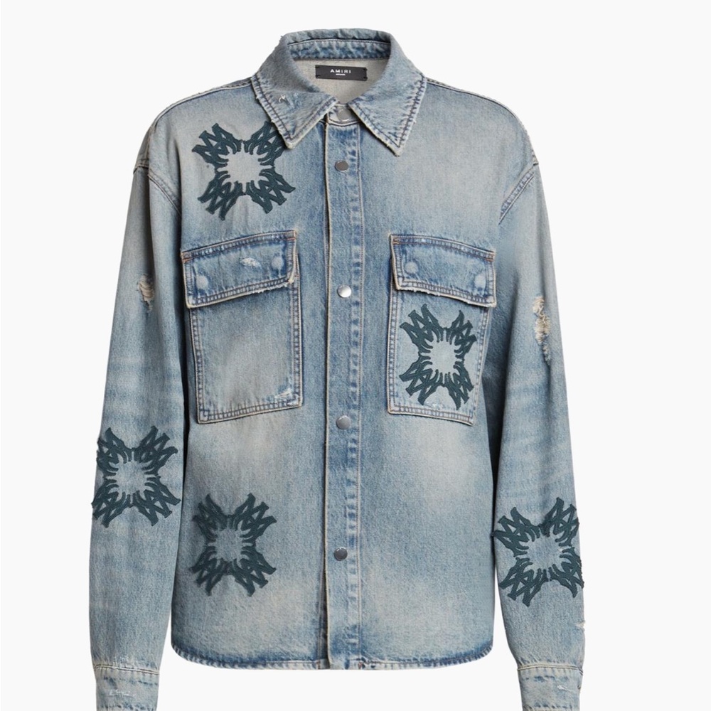 Amiri MA Quad Denim Logo Shirt Blue Men’s XL